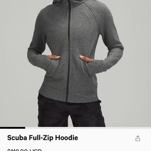 LULULEMON-Scuba Heathered Speckled Black Full- Zip Hooded Sweatshirt
